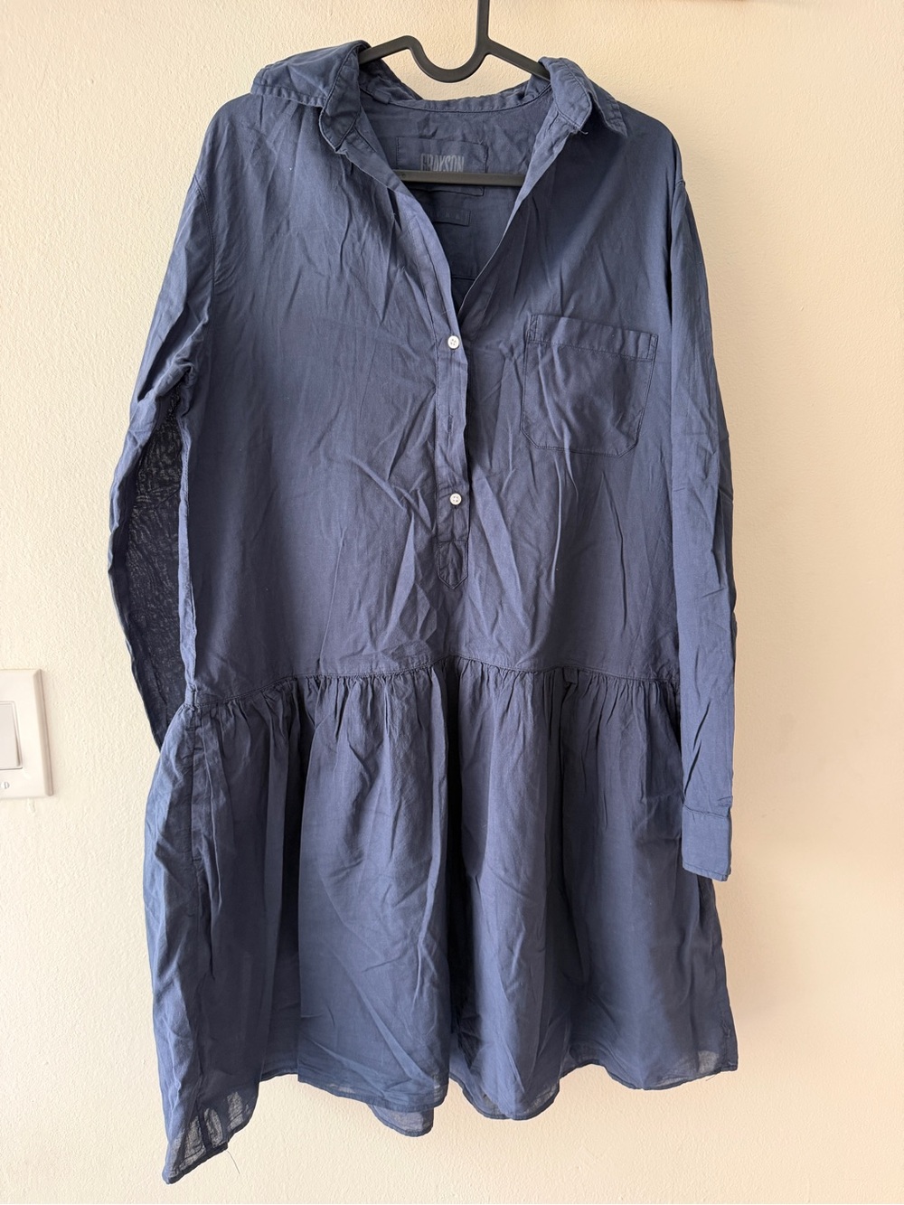 Classic Long-Sleeve Navy Shirt Dress